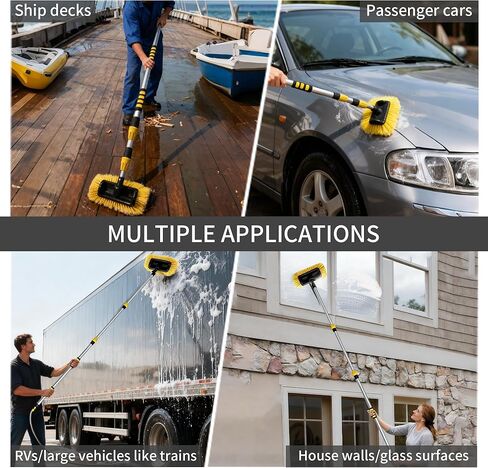 Car Wash Brush with Long Handle, 20FT Reach Telescopic Flow-Thru Car Washing Brushes, 11.8" Soft Bristle Cleaning Brush with On/Off Switch for Auto Cars, Trucks, RV, Truck, Boat, Wall, Solar Panels in Saudi Arabia