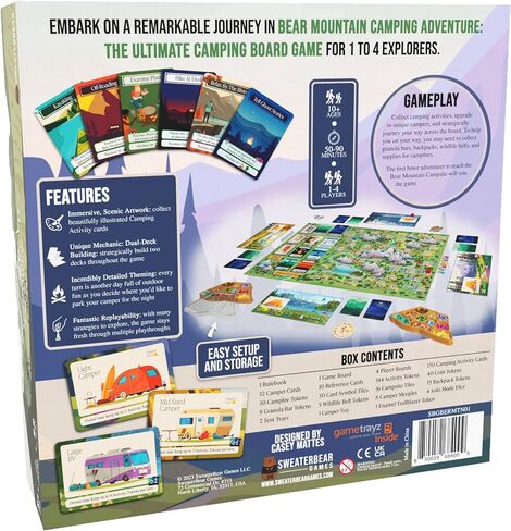Bear Mountain Camping Adventure Board Game | Family Game for Young Camping Fans and Adults | Easy to Learn | Ages 10+ | for 1-4 Players | Perfect for Outdoor Enthusiasts in Saudi Arabia