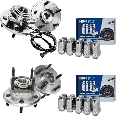 Detroit Axle - 4WD Wheel Bearing Hubs Kit for Jeep Commander 2006-2010, Jeep Grand Cherokee 2005-2010, 4 Front and Rear Wheel Bearing & Hubs 20 Wheel Lug Nuts 2007 2008 2009 Replacement in Saudi Arabia