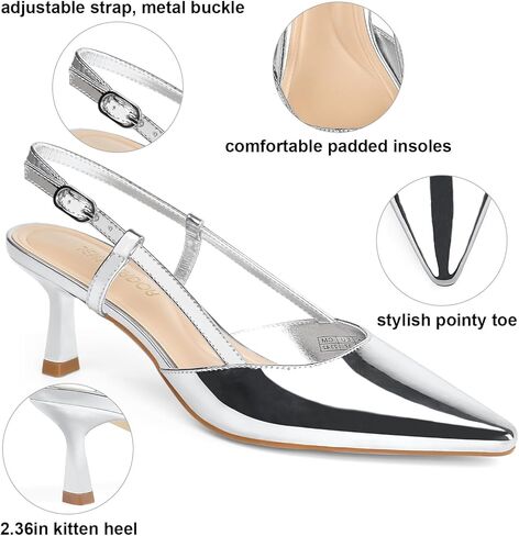 JENN ARDOR Women's Slingback Kitten Heel Closed Pointed Toe Dress Pumps Shoes for Women Comfortable Low Heeled Sandals Wedding Party Pumps in Saudi Arabia