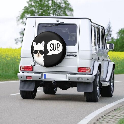 غطاء إطار احتياطي مضحك Sup Llama واقيات العجلة المقاومة للغبار غطاء إطار العجلة مناسب للمقطورة وRv وسيارات الدفع الرباعي والعديد من المركبات مقاس 15 بوصة in Saudi Arabia