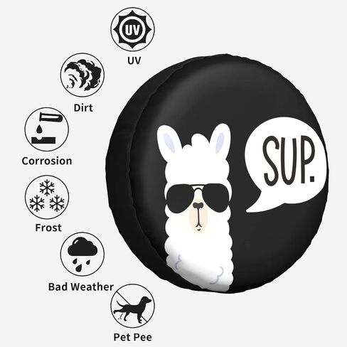غطاء إطار احتياطي مضحك Sup Llama واقيات العجلة المقاومة للغبار غطاء إطار العجلة مناسب للمقطورة وRv وسيارات الدفع الرباعي والعديد من المركبات مقاس 15 بوصة in Saudi Arabia
