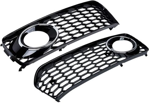 Astra Depot متوافق مع شبكة الضباب الخفيفة على شكل قرص العسل RS5 Style Grill Gloss أسود/كروم Audi A5 S-Line S5 B8 2008-2012 in Saudi Arabia