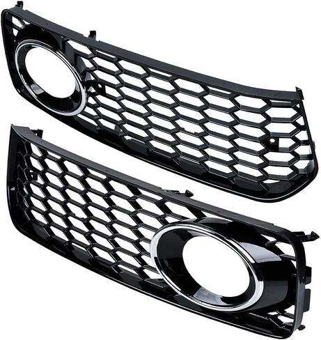 Astra Depot متوافق مع شبكة الضباب الخفيفة على شكل قرص العسل RS5 Style Grill Gloss أسود/كروم Audi A5 S-Line S5 B8 2008-2012 in Saudi Arabia
