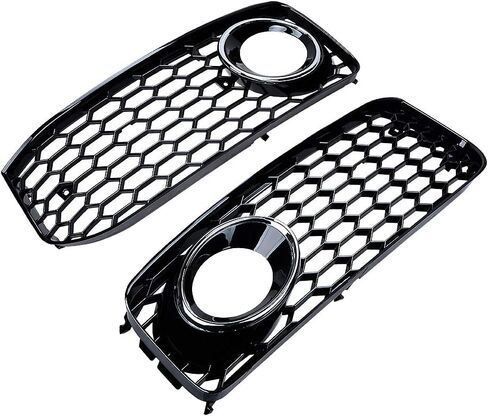 Astra Depot متوافق مع شبكة الضباب الخفيفة على شكل قرص العسل RS5 Style Grill Gloss أسود/كروم Audi A5 S-Line S5 B8 2008-2012 in Saudi Arabia