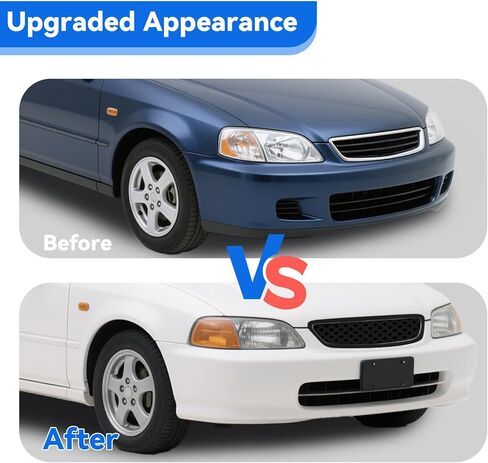 شواية أمامية متوافقة مع 1999 2000 Honda Civic Lx Dx Ex Si كوبيه 2 باب/سيدان 4 أبواب ABS بلاستيك أسود لامع in Kuwait