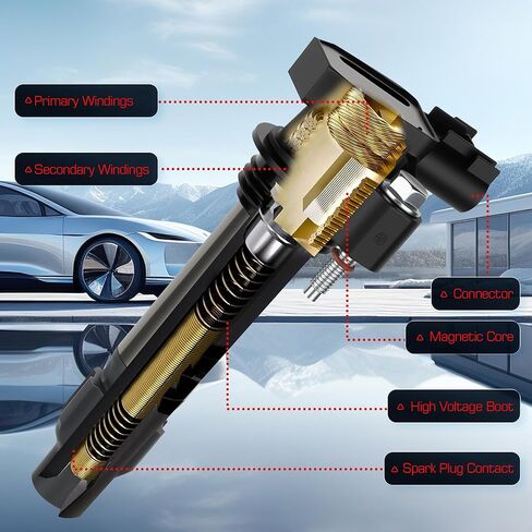 حزمة ملف الإشعال UF569 وقابس إشعال إيريديوم لسيارة Chevy Traverse Camaro Equinox Impala لـ Buick Enclave لـ GMC Terrain Acadia ATS CTS XTS V6 2.8L 3.0L 3.6L مجموعة من 6، 12632479، 12618542، 12610626 in Kuwait