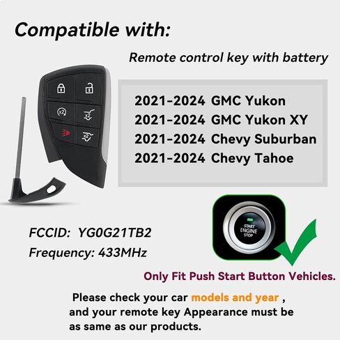 2PCS Smart Remote Key Fob Replacement for Chevy Tahoe Suburban 2021 2022 2023 2024 GMC Yukon XY Keyless Entry Remote Control YG0G21TB2 6 Buttons in Saudi Arabia