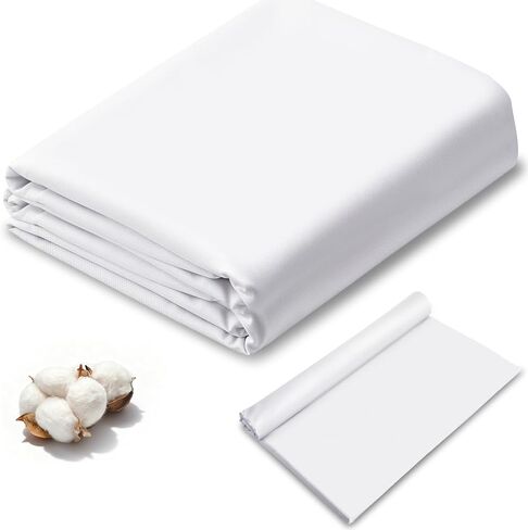 SHENLIU 10 Yards White Cotton Fabric, Natural 100% Cotton Poplin Fabric by The Yard, 59 Inches Wide Bleached Muslin Linen Fabrics Material for Sewing Apparel Cloth Soft Embroidery Quilting(10 Yards) in Saudi Arabia