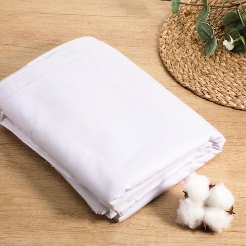 SHENLIU 10 Yards White Cotton Fabric, Natural 100% Cotton Poplin Fabric by The Yard, 59 Inches Wide Bleached Muslin Linen Fabrics Material for Sewing Apparel Cloth Soft Embroidery Quilting(10 Yards) in Saudi Arabia
