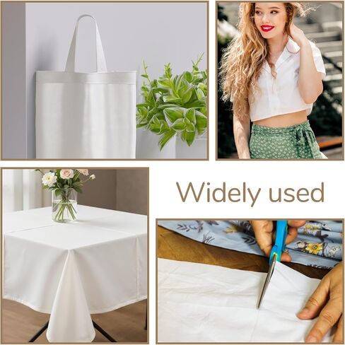 SHENLIU 10 Yards White Cotton Fabric, Natural 100% Cotton Poplin Fabric by The Yard, 59 Inches Wide Bleached Muslin Linen Fabrics Material for Sewing Apparel Cloth Soft Embroidery Quilting(10 Yards) in Saudi Arabia