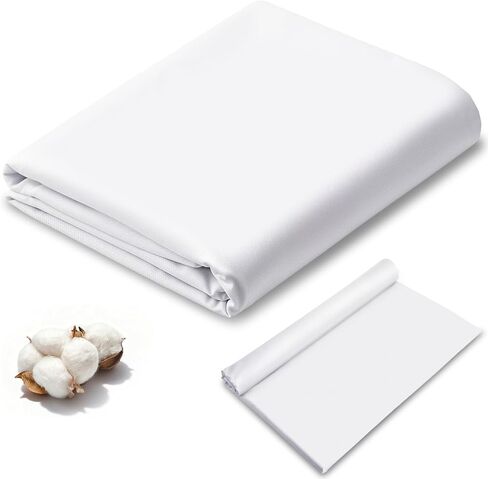 SHENLIU 10 Yards White Cotton Fabric, Natural 100% Cotton Poplin Fabric by The Yard, 59 Inches Wide Bleached Muslin Linen Fabrics Material for Sewing Apparel Cloth Soft Embroidery Quilting(10 Yards) in Saudi Arabia