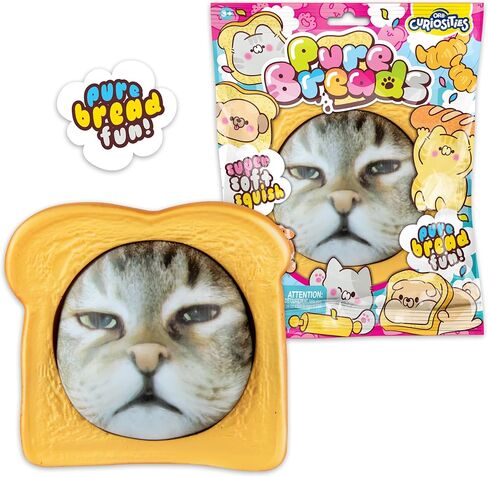 ORB Curiosities Pure Bread Squishy Cat Face - Slow Rising Cat Face and Bread Slice Squishies - Super Soft, Squishy Play and Stress Relief Toys - Fun Kawaii Sensory Fidgets for Kids and Adults in Kuwait