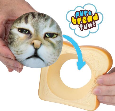 ORB Curiosities Pure Bread Squishy Cat Face - Slow Rising Cat Face and Bread Slice Squishies - Super Soft, Squishy Play and Stress Relief Toys - Fun Kawaii Sensory Fidgets for Kids and Adults in Kuwait