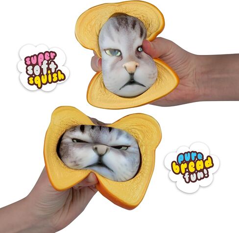 ORB Curiosities Pure Bread Squishy Cat Face - Slow Rising Cat Face and Bread Slice Squishies - Super Soft, Squishy Play and Stress Relief Toys - Fun Kawaii Sensory Fidgets for Kids and Adults in Kuwait