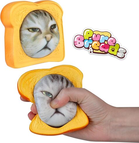 ORB Curiosities Pure Bread Squishy Cat Face - Slow Rising Cat Face and Bread Slice Squishies - Super Soft, Squishy Play and Stress Relief Toys - Fun Kawaii Sensory Fidgets for Kids and Adults in Kuwait