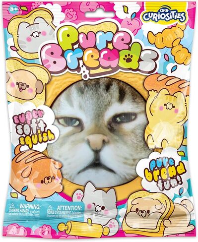ORB Curiosities Pure Bread Squishy Cat Face - Slow Rising Cat Face and Bread Slice Squishies - Super Soft, Squishy Play and Stress Relief Toys - Fun Kawaii Sensory Fidgets for Kids and Adults in Kuwait