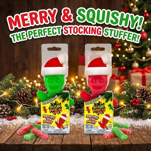 Incredible Novelties Sour Patch Holiday Scented Squishy Toys, 2-Pack (Green & Red) – Soft Translucent Fidget Squeeze Toys, Cherry & Lime Scent, Christmas Stocking Stuffers in Saudi Arabia