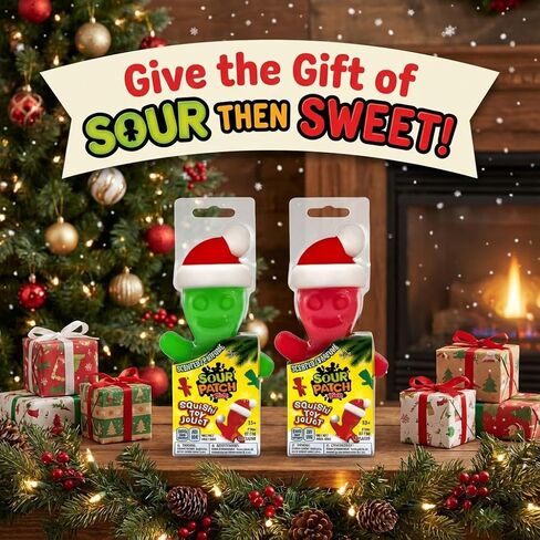 Incredible Novelties Sour Patch Holiday Scented Squishy Toys, 2-Pack (Green & Red) – Soft Translucent Fidget Squeeze Toys, Cherry & Lime Scent, Christmas Stocking Stuffers in Saudi Arabia