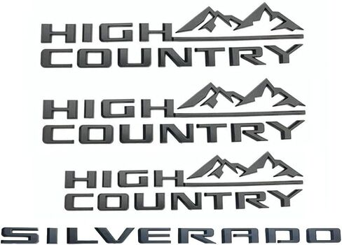 عدة 4X 2019-2024 سيلفرادو High Country شعار الحاجز الباب الخلفي شعار 3D شارة Namaplate استبدال لـ High Country (أسود غير لامع) in Saudi Arabia