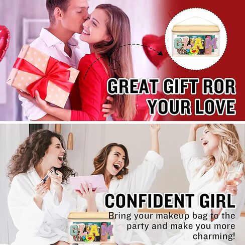 Chenille Letter Clear Makeup Bags Hair Pouch, Preppy Patch Makeup Bag Zipper with Handle, Transparent PVC & Nylon Waterproof Glitter Cosmetic Handbag Travel Toiletry Storage for Women Girl(HAIR-Green) in Kuwait