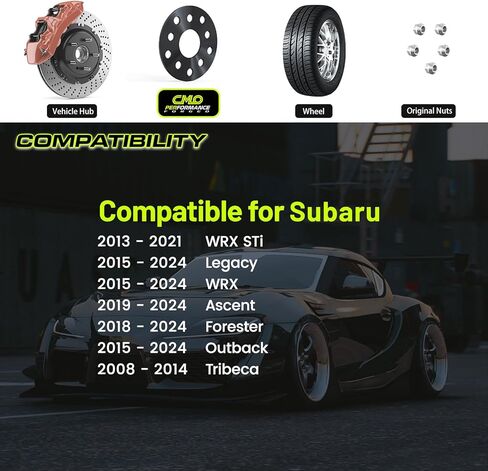 فواصل عجلات محورية 10 مم 5x114.3 5x100 متوافقة مع Subaru WRX STI 2013-2022، Outback and Legacy 2015-2022، WRX 2015-2022، Forester 2018-2022، Ascent 2019-2022 (قطعتان 56.1 مم M12x1.25) فاصل in Saudi Arabia