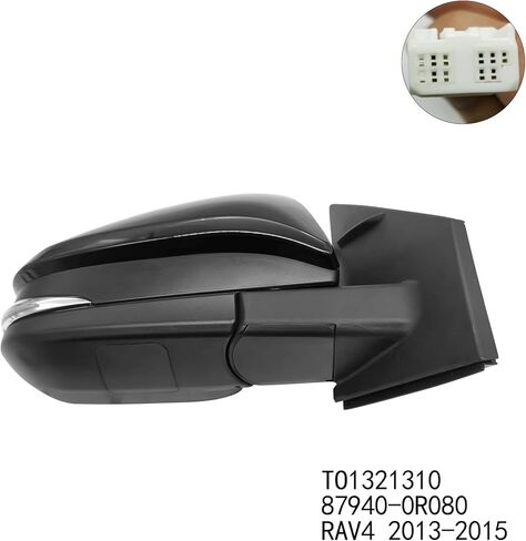 مجموعة مرآة باب الجانب الأيمن للراكب متوافقة مع Toyota RAV4 2013 2014 2015 زجاج الطاقة مُسخن مع ضوء إشارة الانعطاف يحل محل TO1321310 أسود (7 دبابيس) in Saudi Arabia