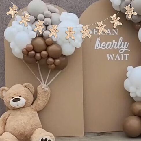 لافتة We Can Bearly Wait - دمية دب تكشف عن جنس إكليل الحفلات المحايدة لاستحمام الطفل، لافتة تعليق على شكل دب لحفلات أعياد الميلاد in Kuwait
