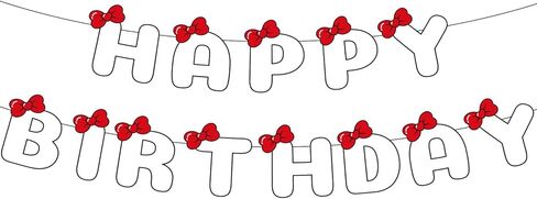 Happy Birthday Banner, Cute Cartoon Party Favors Sweet Red Bow Decorations Girl Happy Birthday Banner Cartoon Themed Party Supplies for Bday Parties in Saudi Arabia