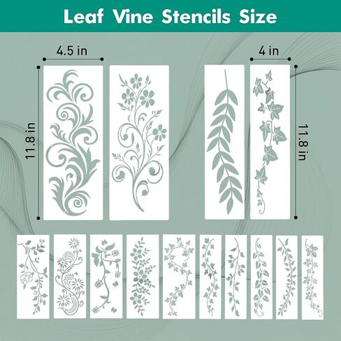 Stencils for Painting on Wood, 14Pcs Reusable Leaf/Flower Stencils for Painting on Walls, Furniture, Home Decor, DIY Crafts in Saudi Arabia