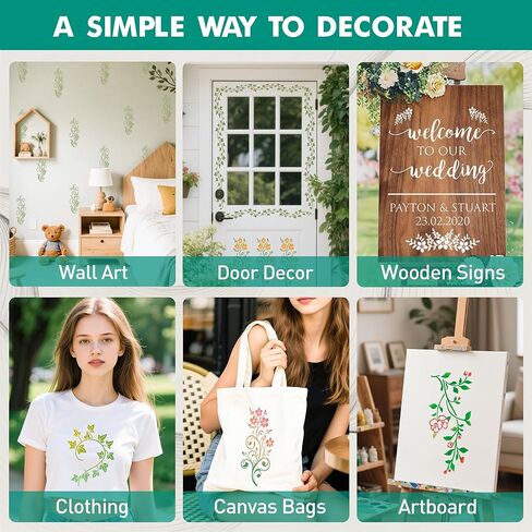 Stencils for Painting on Wood, 14Pcs Reusable Leaf/Flower Stencils for Painting on Walls, Furniture, Home Decor, DIY Crafts in Saudi Arabia