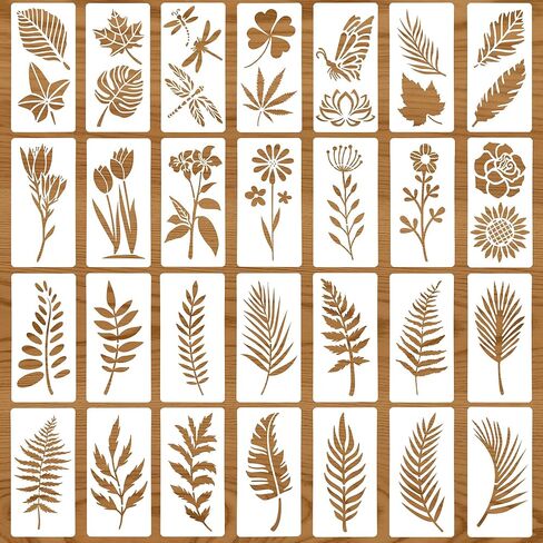 Stencils for Painting on Wood, 14Pcs Reusable Leaf/Flower Stencils for Painting on Walls, Furniture, Home Decor, DIY Crafts in Saudi Arabia