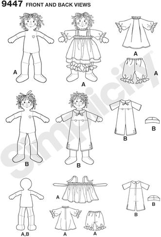 Simplicity Sewing Pattern 9447 Raggedy Ann and Andy Dolls, One Size in Saudi Arabia