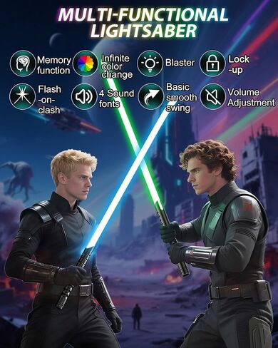 Lightsaber Metal Hilt Light Saber, Force Rechargeable 1Pack 12 Colors in Gradient Lightsabers for Dueling,Real Dueling Lightsaber for Adults,FX Sound Light Sabers for Kids,Galaxy War Fighters Cosplay in Kuwait