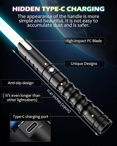 Lightsaber Metal Hilt Light Saber, Force Rechargeable 1Pack 12 Colors in Gradient Lightsabers for Dueling,Real Dueling Lightsaber for Adults,FX Sound Light Sabers for Kids,Galaxy War Fighters Cosplay in Kuwait