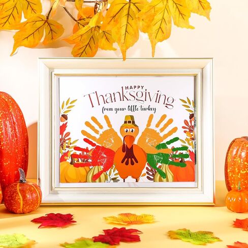 30 Pcs Thanksgiving Handprint Craft Kits Bulk Turkey Crafts for Kids with 3 Pcs Large Ink Pads Fall Thanksgiving Greeting Cards for Holiday Classroom School Activity(Cute) in Saudi Arabia