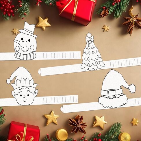 Zhanmai 36 Pcs Christmas Paper Crowns Party Hats Color Your Own Xmas Themed Party Decoration Crafts Santa Snowman Tree Elf Christmas Crafts for Paper Coloring Holiday Headbands for DIY Supplies in Saudi Arabia