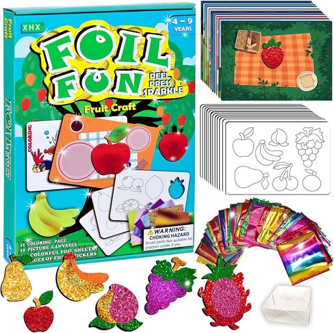 XHX Art & Craft Activity - Foil Fun, No Mess Art for Kids, Craft Kits & Supplies, DIY Creative Activity, Gifts for Boys & Girls Ages 4, 5, 6, 7, 8, 9, Travel Toys (Glittery Girls) in Kuwait