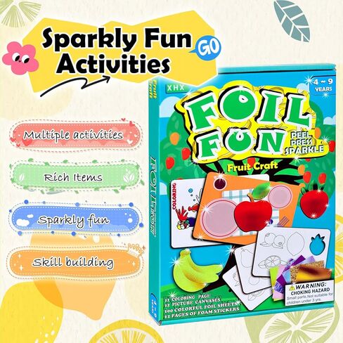 XHX Art & Craft Activity - Foil Fun, No Mess Art for Kids, Craft Kits & Supplies, DIY Creative Activity, Gifts for Boys & Girls Ages 4, 5, 6, 7, 8, 9, Travel Toys (Glittery Girls) in Kuwait