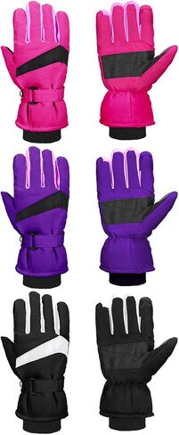 Tarpop 3 Pairs Mens Ski Gloves Winter Warm Gloves Adjustable Non Slip Gloves Snowboard Waterproof Warm Snow Gloves Men's Insulated Winter Gloves for Mens Cold Weather Skiing Snowboarding in Kuwait