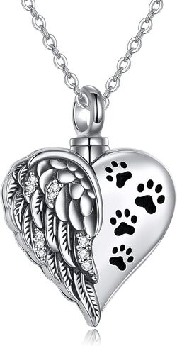 YFN Pet Urn Necklace Sterling Silver Dog Cat Paw Cremation Necklace for Ashes Pet Paw Print Memorial Jewelry for Women Men in Saudi Arabia