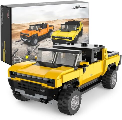 93700 1/30 Building Bricks - 431PCs Officially Licensed Buildable Hummer EV Model Car Building Kits Adult (Yellow) in Saudi Arabia