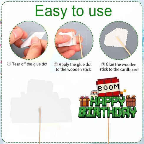 10pcs Pixel Happy Birthday Cake Toppers, Video Game Party Decorations Cute Mosaic Cartoon Cake Toppers for Birthday Party Game Theme Celebrations in Saudi Arabia