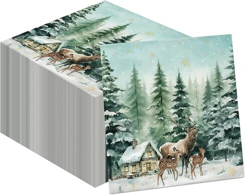 40 قطعة من المناديل الورقية لعيد الميلاد، مناديل عشاء ندفة الثلج لعيد الميلاد، زينة عيد الميلاد في بلاد العجائب الشتوية، زينة ندفة الثلج منديل ديكور شتوي لعيد الميلاد in Kuwait
