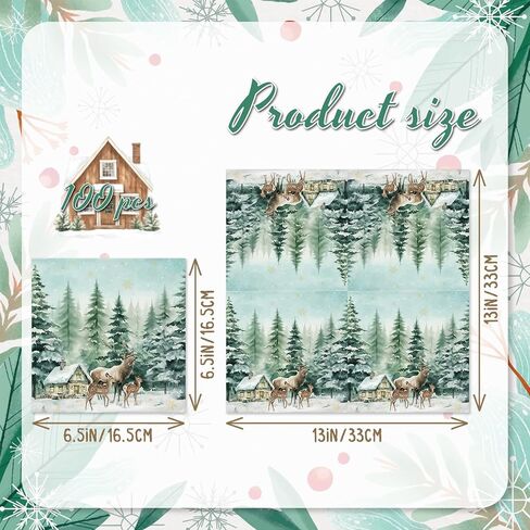 40 قطعة من المناديل الورقية لعيد الميلاد، مناديل عشاء ندفة الثلج لعيد الميلاد، زينة عيد الميلاد في بلاد العجائب الشتوية، زينة ندفة الثلج منديل ديكور شتوي لعيد الميلاد in Kuwait