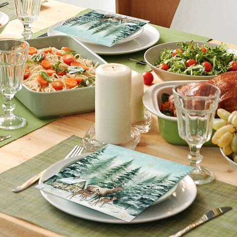 40 قطعة من المناديل الورقية لعيد الميلاد، مناديل عشاء ندفة الثلج لعيد الميلاد، زينة عيد الميلاد في بلاد العجائب الشتوية، زينة ندفة الثلج منديل ديكور شتوي لعيد الميلاد in Kuwait