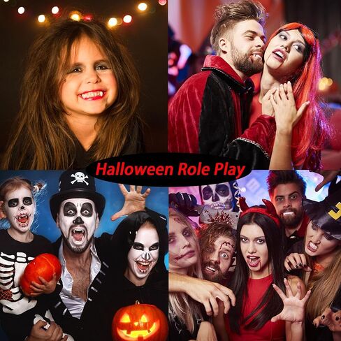 أنياب أسنان مصاصي الدماء من إيفلين، 3 أحجام لأنياب مصاصي الدماء للبالغين، أسنان مصاصي الدماء الواقعية للهالوين وناب مزيف مع لاصق مطور قابل لإعادة الاستخدام (13 مم، 17 مم، 19 مم) in Kuwait