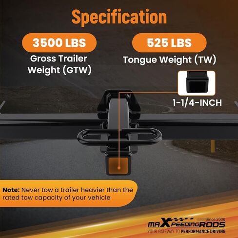 maXpeedingrods Class 2 Trailer Hitch Receiver, 1-1/4" Receiver, Rear Towing Hitch for Chevrolet Impala 2000-2013, Impala Limited 2014-2016, 3500 LBS GTW in Saudi Arabia