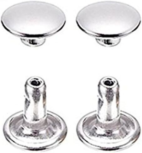 100 Sets 8mm x 8mm Double Round Rivet Rapid Rivets Button Studs Punk Spike Repair Leathercraft DIY Decoration for Bags, Shoes (8mm x 8mm, Silver) in Saudi Arabia