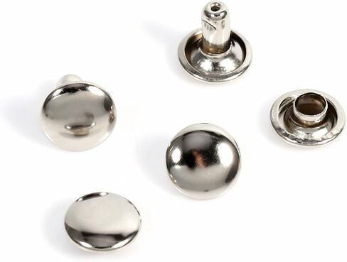 100 Sets 8mm x 8mm Double Round Rivet Rapid Rivets Button Studs Punk Spike Repair Leathercraft DIY Decoration for Bags, Shoes (8mm x 8mm, Silver) in Saudi Arabia